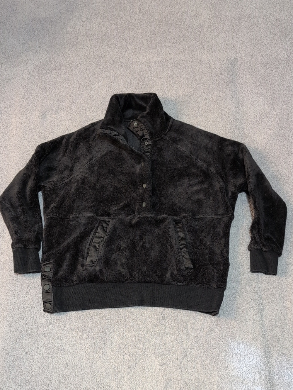 For The Republic Black Plush Fleece 1/2 Snap Jacket Size XS